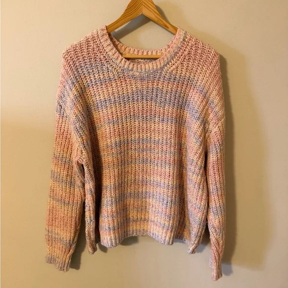 Marine Layer Quinn Crewneck Oversized Sweater Pastel Rainbow XL - Picture 2 of 9